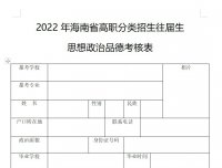 【文件下载】2022年海南省高职分类招生往届生思想政治品德考核表