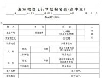【文件下载】海军招收飞行学员报名表(高中生)