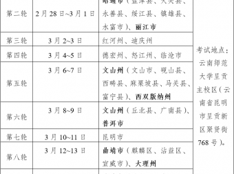 云南：2022年普通高等学校招生体育类专业统考时间及地点安排